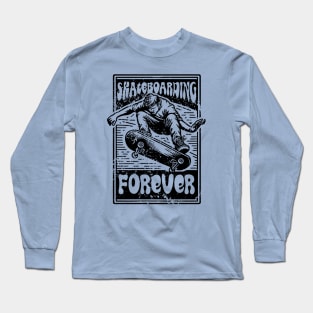 Black Skateboarding Design Long Sleeve T-Shirt